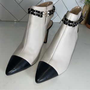 White House Black Market Black and White Ankle Boots
